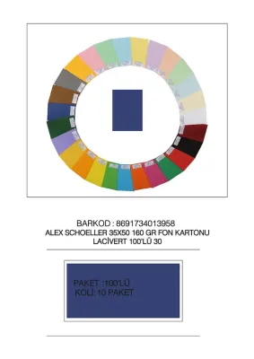 ALEX FON KARTONU 160GR 35X50 LACİVERT 100 LÜ 30