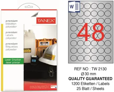 TW-2130 30 mm SILVER LASER ETİKET 25 AD.