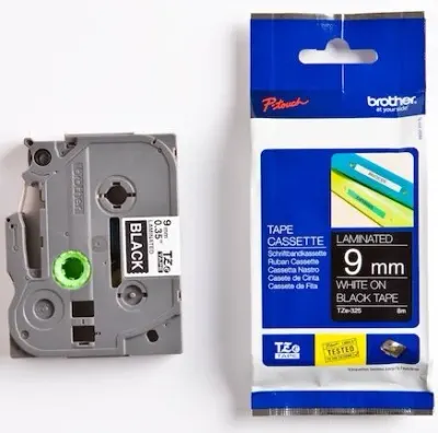 BROTHER PTOUCH ETİKET 9MM SİYAH-BEYAZ TZE325