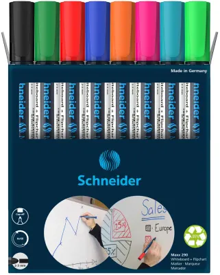 SCHNEIDER BEYAZ TAHTA KALEMİ MAXX 290 SET 8 Lİ KARIŞIK RENK SCM306