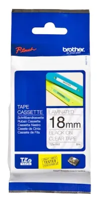 BROTHER PTOUCH ETİKET 18MM SİYAH-ŞEFFAF TZ141