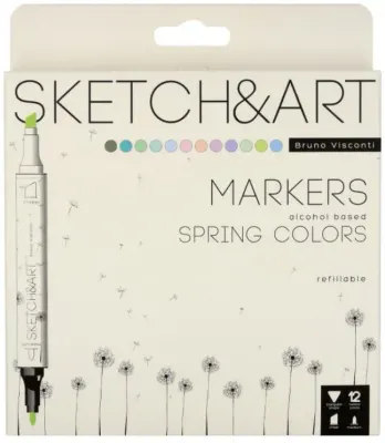BRUNO VISCONTI TWIN MARKER SKETCH & ART 12 RENK BAHAR PEYZAJI 22-0076/08