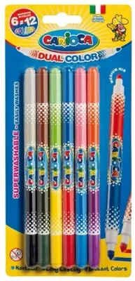 CARIOCA KEÇELİ BOYA ÇİFT UÇLU BİCOLOR 6 LI 12 RENK 42269