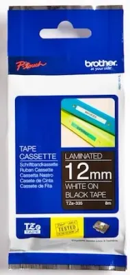 BROTHER PTOUCH ETİKET 12MM SİYAH-BEYAZ TZE335