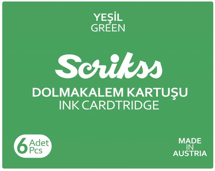 SCRIKSS DOLMA KALEM  KARTUŞU 6 LI PAKET YEŞİL