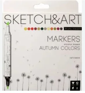 BRUNO VISCONTI TWIN MARKER SKETCH &amp; ART 12 RENK SONBAHAR PEYZAJ 22-0076/06