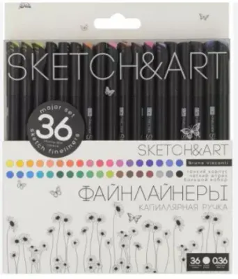 BRUNO VISCONTI SKETCH &amp; ART SİYAH SERİ 0.36 İNCE UÇ 36 RENK 36-0020