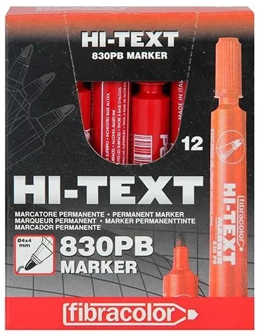 HB HI-TEXT PERMANENT MARKER YUVARLAK UÇ KIRMIZI 830PB 12 Lİ
