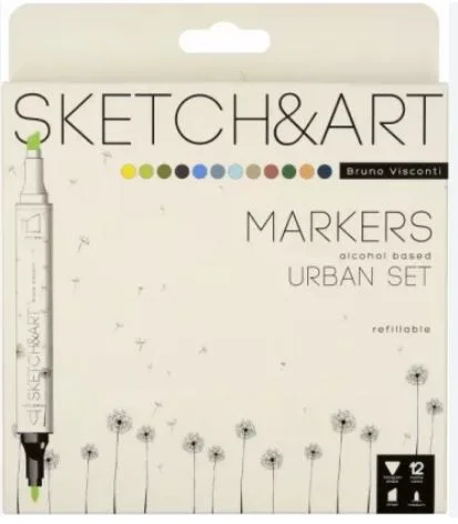 BRUNO VISCONTI TWIN MARKER SKETCH &amp; ART 12 RENK MİMARİ 22-0076/07