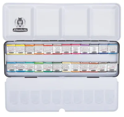 SCHMİNCKE HORADAM AQUARELL METAL KUTU ARTİST SULU BOYA SETİ 24 X YARIM TABLET 74424 74424097