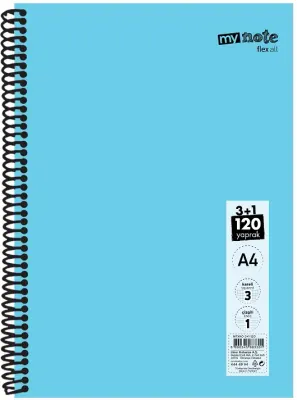 MYNOTE DEFTER FLEX KONULU PP KAPAK SPİRALLİ A4 3+1 120 YP MFXKO-3+1-120