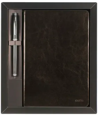 SCRIKSS HEDİYELİK SET SD 202 800 ROLLER KALEM TITANYUM KROM + DEFTER PREMIUM TERAMO B5 KAHVERENGİ