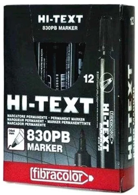 HB HI-TEXT PERMANENT MARKER YUVARLAK UÇ SİYAH 830PB 12 Lİ