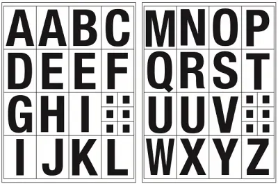 TANEX STICKER HARF (A-F) 30mm BOLD 2 AD. STC-517