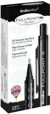 SCRIKSS OFFICE VERSATİL KALEM FULL POINT BLACK EDITION 0.5 SİYAH 12 Lİ KUTU