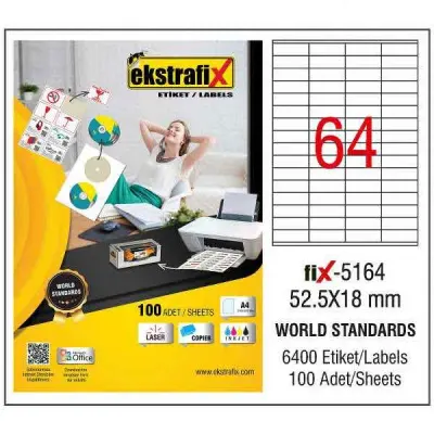 EKSTRAFİX LASER ETİKET 52.5x18 MM FİX-5164