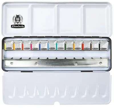 SCHMİNCKE AKADEMİE AQUARELL METAL KUTU SULU BOYA SETİ 12 X YARIM TABLET 75412 75412097