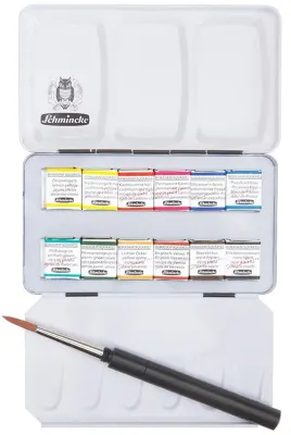 SCHMİNCKE HORADAM AQUARELL METAL KUTU CEP ARTİST SULU BOYA SETİ 12 X YARIM TABLET 74012 74012097