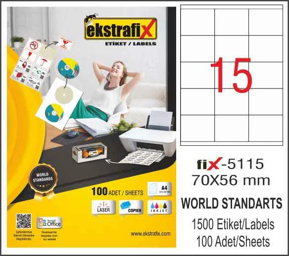 EKSTRAFİX LASER ETİKET 70x56 MM FİX-5115