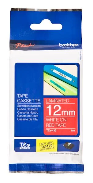 BROTHER PTOUCH ETİKET 12MM KIRMIZI-BEYAZ TZ435