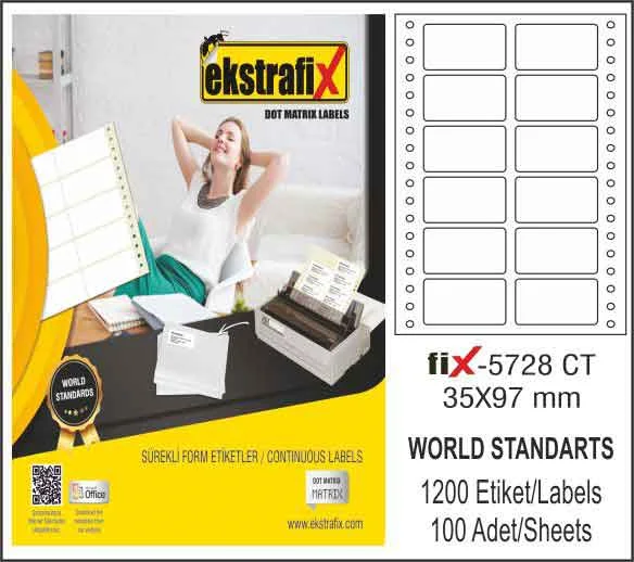 EKSTRAFİX BİLGİSAYAR ETİKETİ FİX-5728 35x97 MM