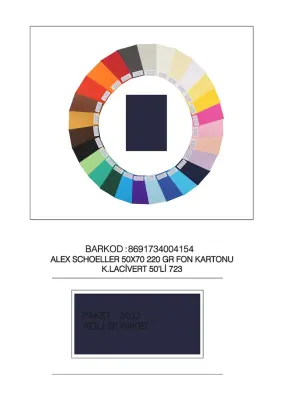 ALEX FON KARTONU 220GR 50X70 K.LACİVERT 50 Lİ 723