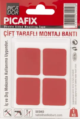 PICADOR ÇİFT TARAFLI MONTAJ BANDI KARE KIRMIZI VHB KC004