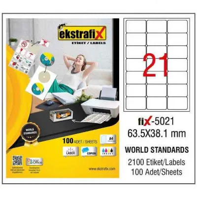 EKSTRAFİX LASER ETİKET 63.5x38.1 MM FİX-5021