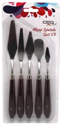 CEOART METAL SPATULA SETİ 5Lİ (BOYALI AHŞAP SAP) CEO-SN0004