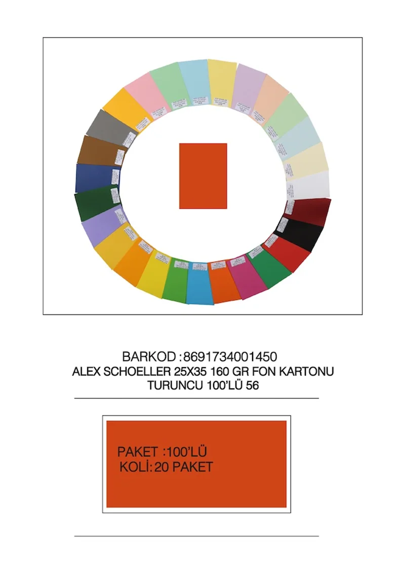 ALEX FON KARTONU 160GR 25X35 TURUNCU 100 LÜ 56