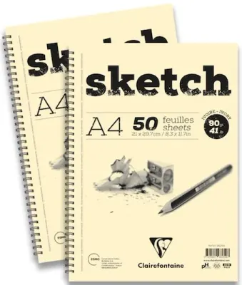 CLAIREFONTAINE ESKİZ BLOK ESQUISSE SKETCH IVORY SPİRALLİ UZUN KENAR A3 90 GR 50 YP EI96160