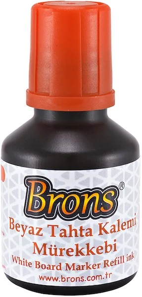 BRONS BEYAZ TAHTA KALEMİ  MÜREKKEBİ  30 CC TURUNCU BR-385