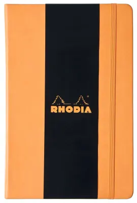 RHODIA DEFTER BOUTIQUE SERT DERİ KAPAK ELASTİK BANTLI A5 90 GR 96 YP ÇİZGİLİ TURUNCU RW118608