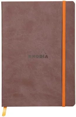 RHODIA DEFTER RHODIARAMA YUMUŞAK DERİ KAPAK ELASTİK BANTLI A5 90 GR 80 YP ÇİZGİLİ CHOCOLATE RY117403
