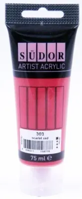SÜDOR AKRİLİK TÜP 75 ML SCARLET KIRMIZI 303 MA075-303