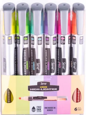SERVE FOSFORLU KALEM LİKİT SET 6 LI PASTEL SV-LKTPAS6PKR