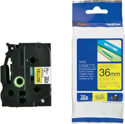 BROTHER PTOUCH ETİKET 36MM SARI-SİYAH TZ661