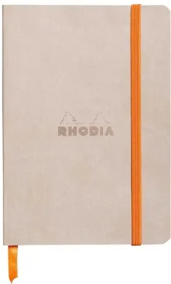 RHODIA DEFTER RHODIARAMA YUMUŞAK DERİ KAPAK ELASTİK BANTLI A6 90 GR 72 YP ÇİZGİLİ BEIGE RY117305