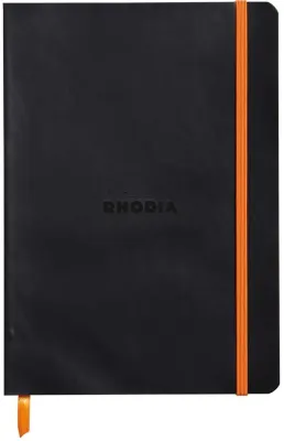 RHODIA DEFTER RHODIARAMA YUMUŞAK DERİ KAPAK ELASTİK BANTLI A5 90 GR 80 YP ÇİZGİLİ SİYAH RY117402