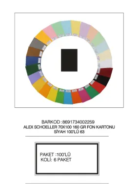 ALEX FON KARTONU 160GR 70X100 SİYAH 100 LÜ 63