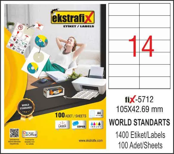 EKSTRAFİX LASER ETİKET 105x42.69 MM FİX-5712