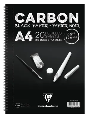CLAIREFONTAINE ÇİZİM BLOĞU CARBON SPİRALLİ YANDAN A4 120 GR 20 YP CR97618