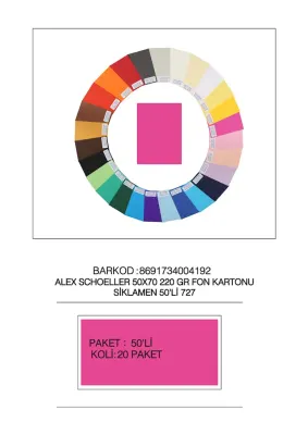 ALEX FON KARTONU 220GR 50X70 SİKLAMEN 50 Lİ 727