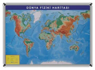 AKYAZI HARİTA DÜNYA FİZİKİ 70X100 0254