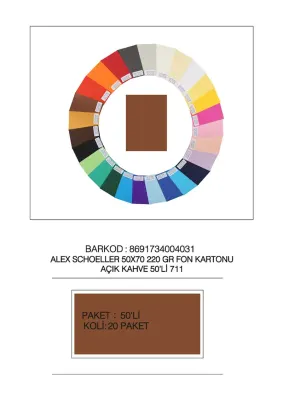 ALEX FON KARTONU 220GR 50X70 A.KAHVE 50 Lİ 711