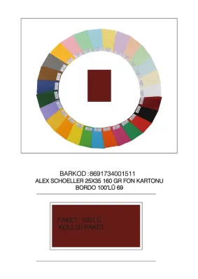 ALEX FON KARTONU 160GR 25X35 BORDO 100 LÜ 69