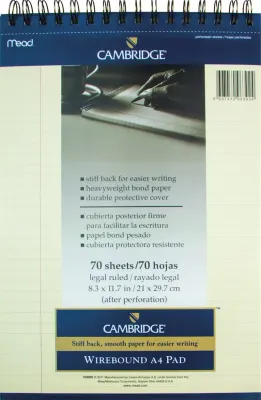 MEAD BLOKNOT CAMBRIDGE SPİRALLİ KARTON KAPAK A4 FİLDİŞİ 70 YP ÇİZGİLİ M-159890