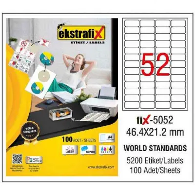 EKSTRAFİX LASER ETİKET 46.4x21.2 MM FİX-5052