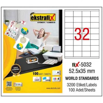 EKSTRAFİX LASER ETİKET 52.5x35 MM FİX-5032
