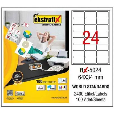 EKSTRAFİX LASER ETİKET 64x34 MM FİX-5024